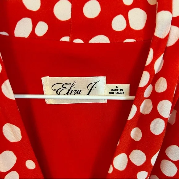 Eliza J Orange Polka Dot Wrap Dress - Picture 3 of 4
